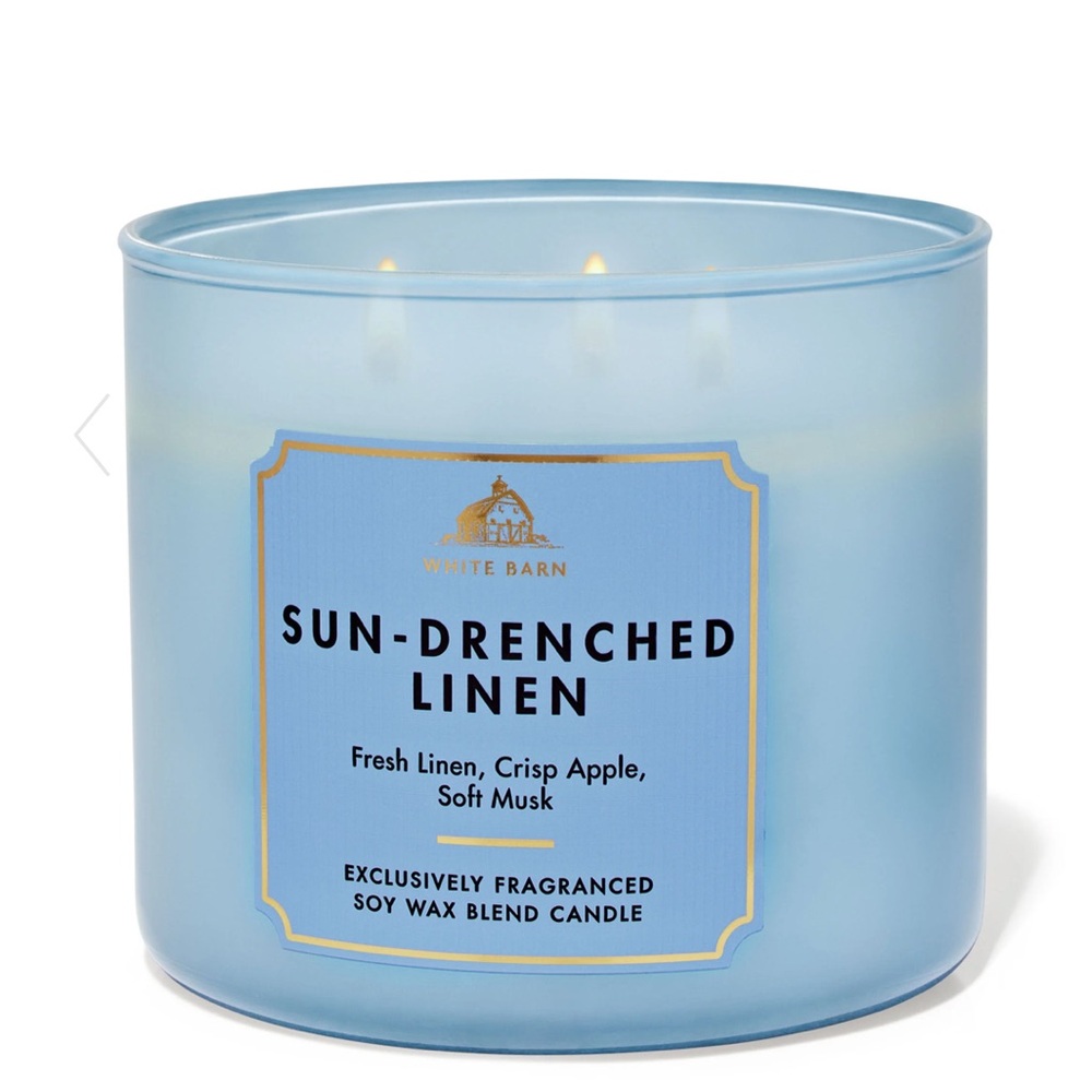 White Barn Sun-Drenched Linen 3-Wick Candle - Picture 2 of 2